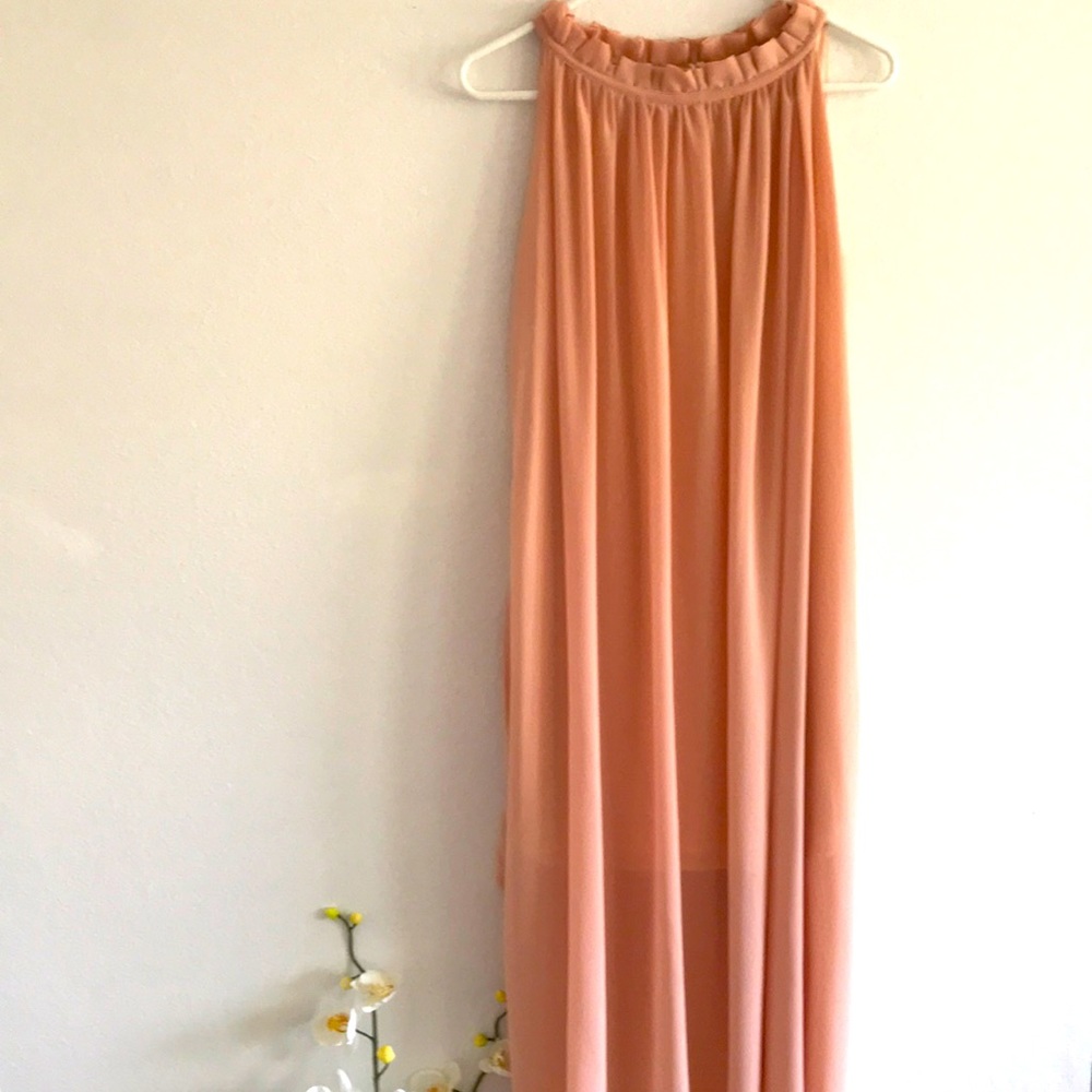 Woman’s Casual Ruffle Round Neck Long Maxi With Waistband Dress